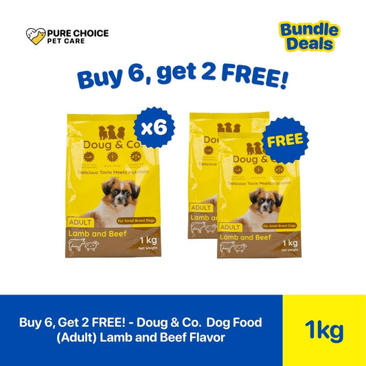 Pure Choice - Buy 6, Get 2 Free Doug & Co. Dry Dog Food for Adult 1Kg Lamb and Beef Flavor