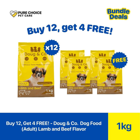Pure Choice - Buy 12, Get 4 Free Doug & Co. Dry Dog Food for Adult 1Kg Lamb and Beef Flavor