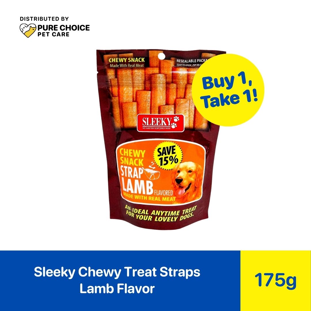 Dist. by Pure Choice - Buy 1 Take 1 Sleeky Chewy Treat Straps 175g - Lamb Flavor