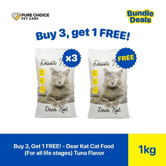 Pure Choice - Buy 3, Get 1 Free Dear Kat Dry Cat Food for All life Stages Tuna Flavor 20Kg