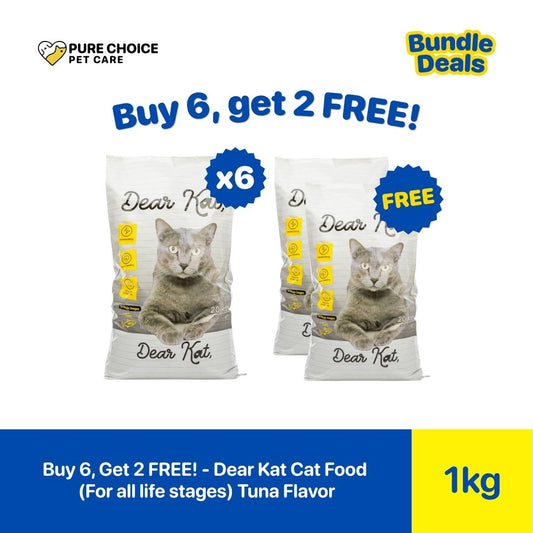 Pure Choice - Buy 6, Get 2 Free Dear Kat Dry Cat Food for All life Stages Tuna Flavor 20Kg