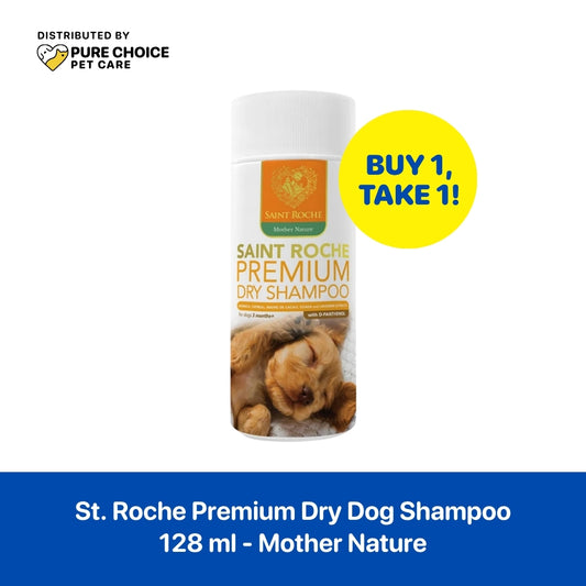 Dist. by Pure Choice - Buy 1 Take 1 Saint Roche Premium Dry Dog Shampoo 128ml - Mother Nature