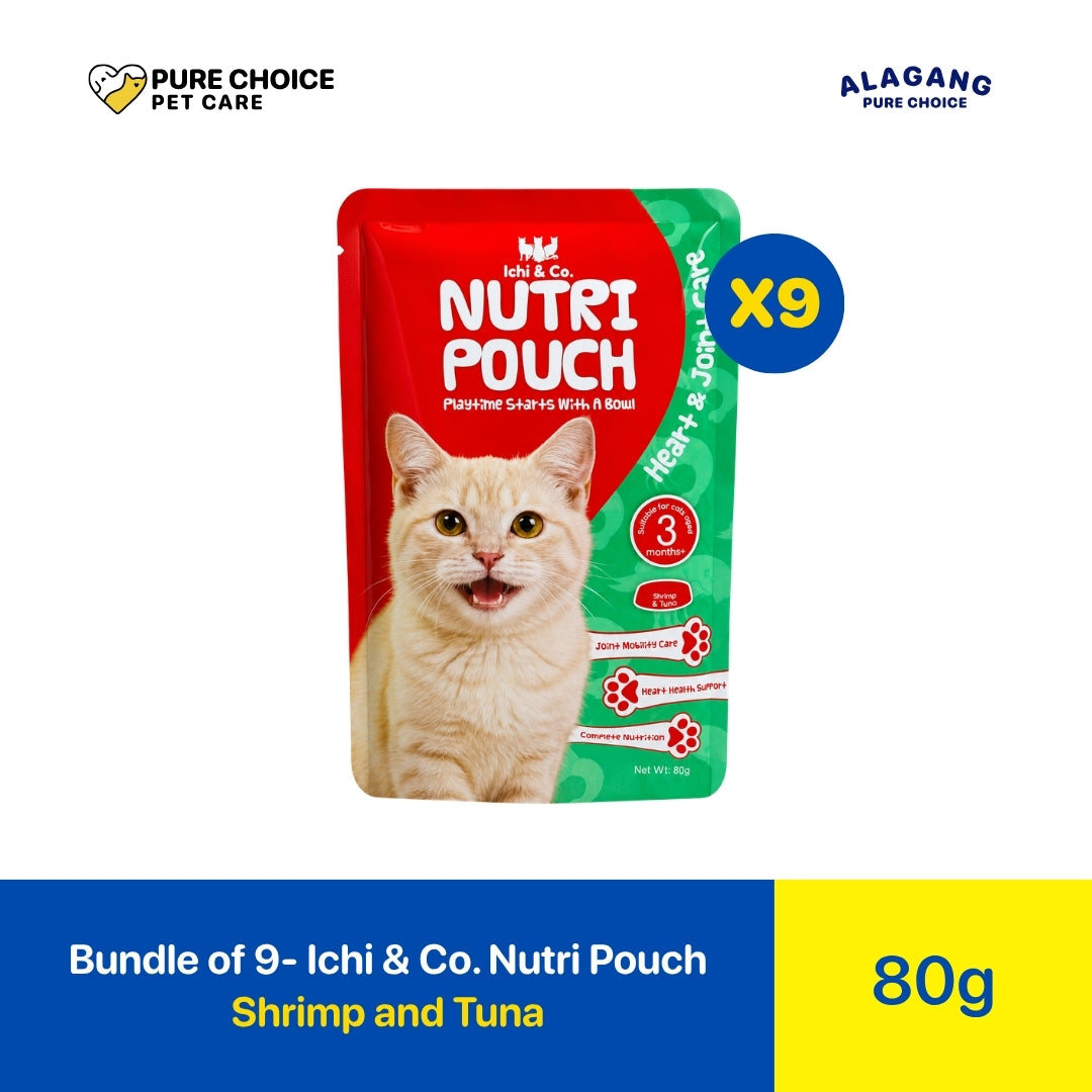 Pure Choice - Bundle of 9 Ichi & Co. Nutri Pouch Cat Wet Food Shrimp and Tuna Flavor 80g