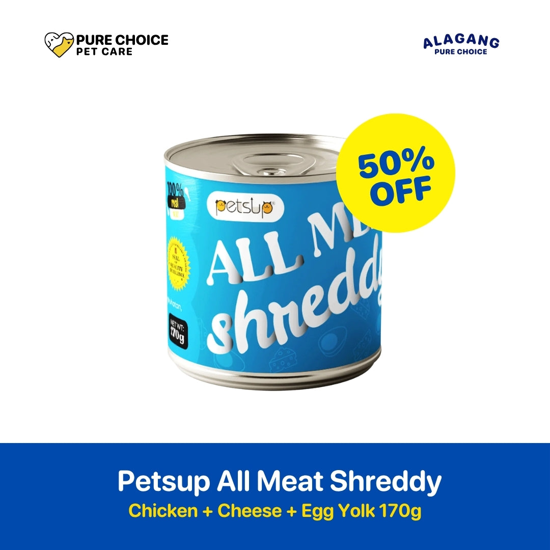 Dist. by Pure Choice -  Petsup All Meat Shreddy Chicken,  Cheese and Egg Yolk  Flavor 170g
