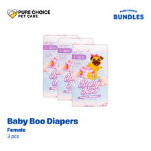 Bundle: Baby Boo Pet Diaper for Female Girl Dog in 2 Extra Small + 1 Small