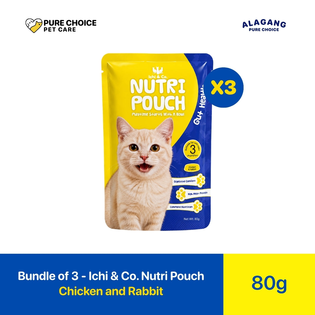 Pure Choice - Bundle of 3 Ichi & Co. Nutri Pouch Cat Wet Food Chicken and Rabbit Flavor 80g