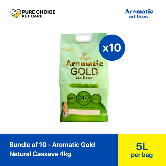 Bundle of 10 Bags - Aromatic Gold Cat Litter Sand (5L & 10L)