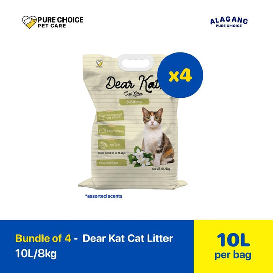 Bundle of 4 Bags - Dear Kat Cat Litter 10L/8kg -Strong Clumping Cat Litter Philippines