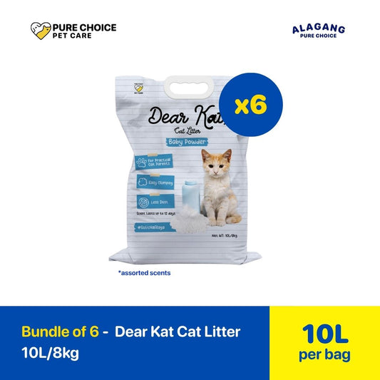 Bundle of 6 Bags - Dear Kat Cat Litter 10L/8kg - Strong Clumping Cat Litter Philippines