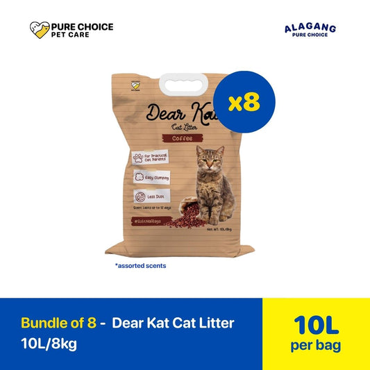 Bundle of 8 Bags - Dear Kat Cat Litter 10L/8kg - Strong Clumping Cat Litter Philippines