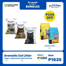 Bundle: 3 Bags of Aromatic Cat Litter + 1 Sack of 7Kg Pro's Choice Cat Food