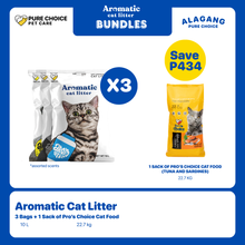 Bundle: 3 Bags of Aromatic Cat Litter + 1 Sack of 22.7Kg Pro's Choice Cat Food