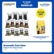 Bundle: 14 Bags of Aromatic Cat Litter + 1 Sack of 7Kg Pro's Choice Cat Food