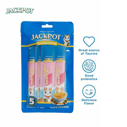 Jackpot Creamy Sticks for Cats - Chicken, Shrimp, Tuna and Salmon - shrimp 14gx5pcs image