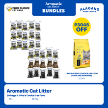 Bundle: 30 Bags of Aromatic Cat Litter + 1 Sack of 22.7Kg Pro's Choice Cat Food