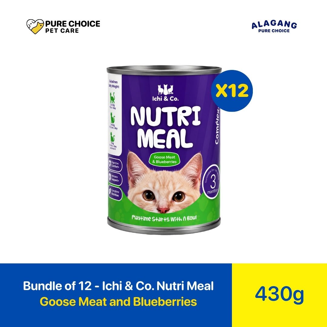 Pure Choice - Bundle of 12 Cans Ichi & Co. Nutri Meal Cat Wet Food Goose Meat and Blueberries Flavor 430g