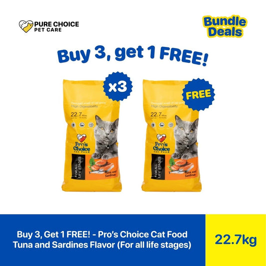 Pure Choice - Buy 3, Get 1 Free Pro's Choice Dry Cat Food for All life Stages Tuna & Sardines Flavor 22.7Kg