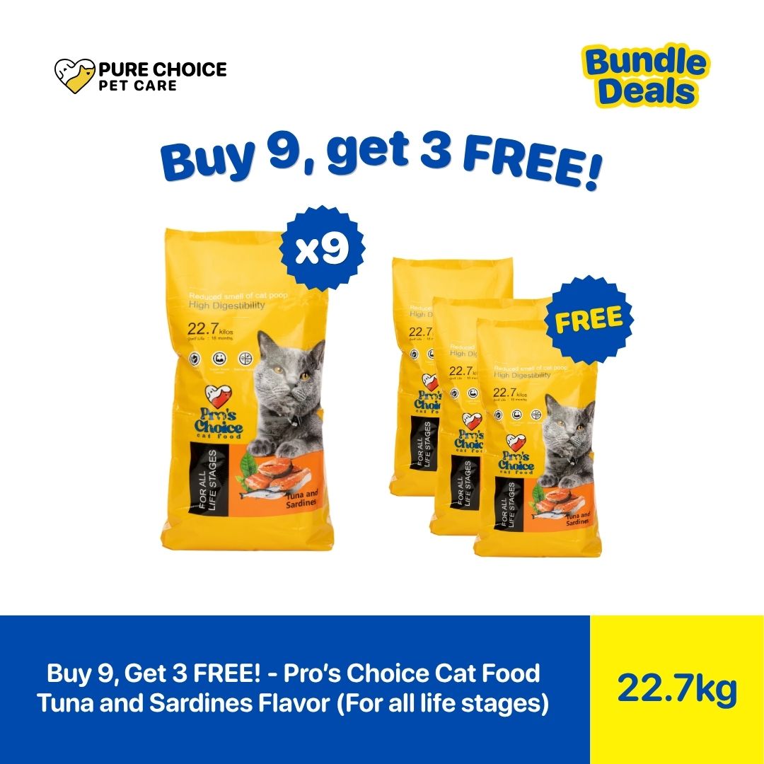 Pure Choice - Buy 9, Get 3 Free Pro's Choice Dry Cat Food for All life Stages Tuna & Sardines Flavor 22.7Kg