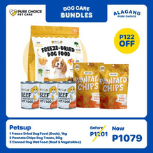 Petsup 1 Freeze Dried Dog Food (duck) 1kg + 2 Pawtato Chips Dog Treats 80g + 3 Canned Dog Wet Food (Beef & Vegestables)