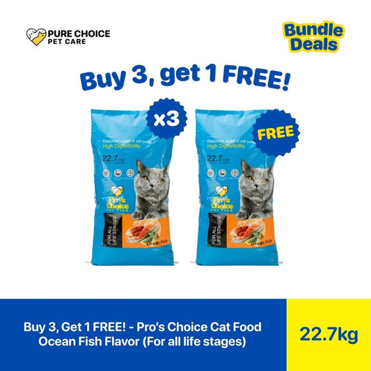 Pure Choice - Buy 3, Get 1 Free Pro's Choice Dry Cat Food for All life Stages Ocean Fish Flavor 22.7Kg
