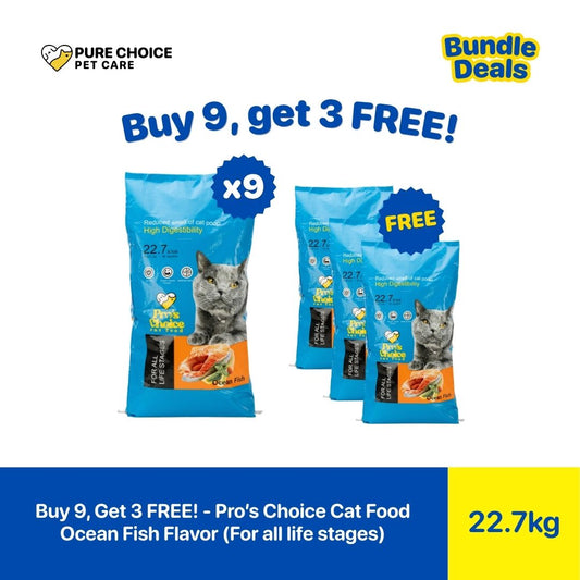 Pure Choice - Buy 9, Get 3 Free Pro's Choice Dry Cat Food for All life Stages Ocean Fish Flavor 22.7Kg