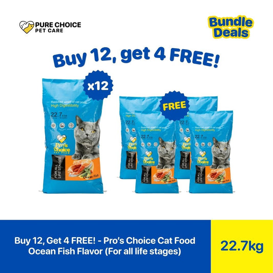 Pure Choice - Buy 12, Get 4 Free Pro's Choice Dry Cat Food for All life Stages Ocean Fish Flavor 22.7Kg