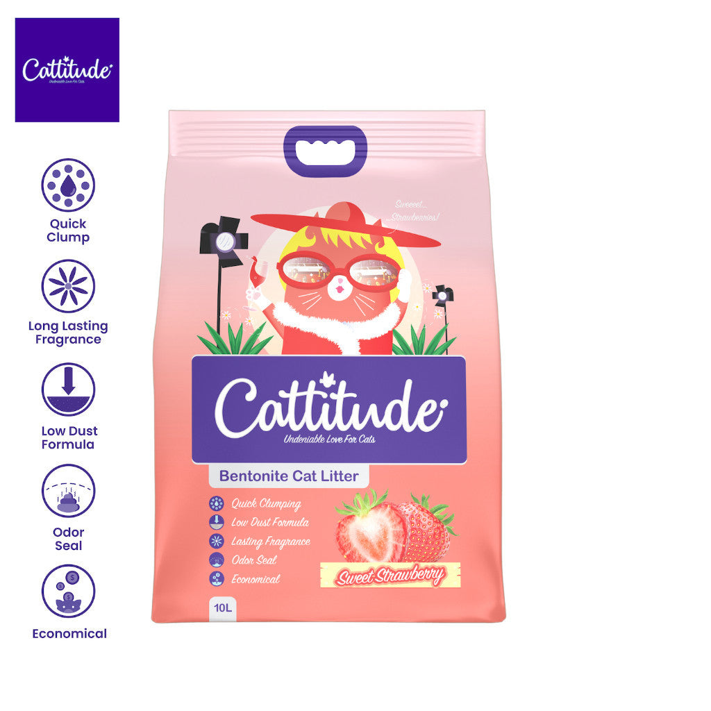 Cattitude Bentonite Cat Litter 10L in Perico Coffee Mellow Mango Lovely Lavender Luscious Lemon - Sweet Strawberry image