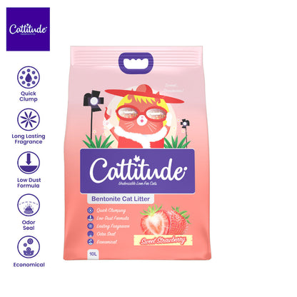 Cattitude Bentonite Cat Litter 10L in Perico Coffee Mellow Mango Lovely Lavender Luscious Lemon - Sweet Strawberry image