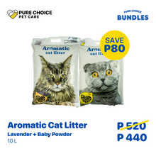 Bundle: Aromatic Cat Litters 10L/8kg Lavender + Baby Powder image 0