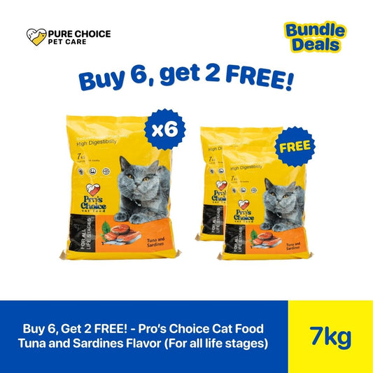 Pure Choice - Buy 6, Get 2 Free Pro's Choice Dry Cat Food for All Life Stages Tuna & Sardines 7Kg
