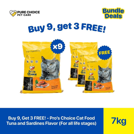 Pure Choice - Buy 9, Get 3 Free Pro's Choice Dry Cat Food for All Life Stages Tuna & Sardines 7Kg