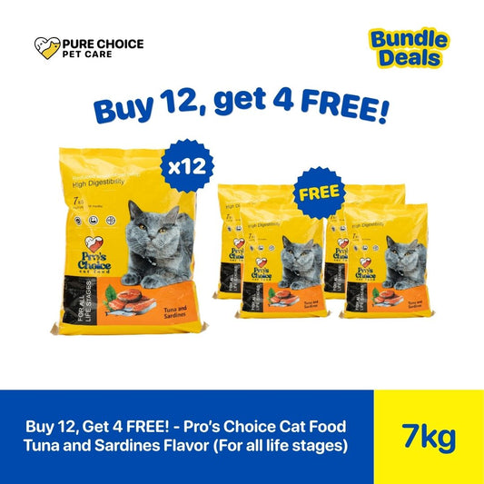 Pure Choice - Buy 12, Get 4 Free Pro's Choice Dry Cat Food for All Life Stages Tuna & Sardines 7Kg