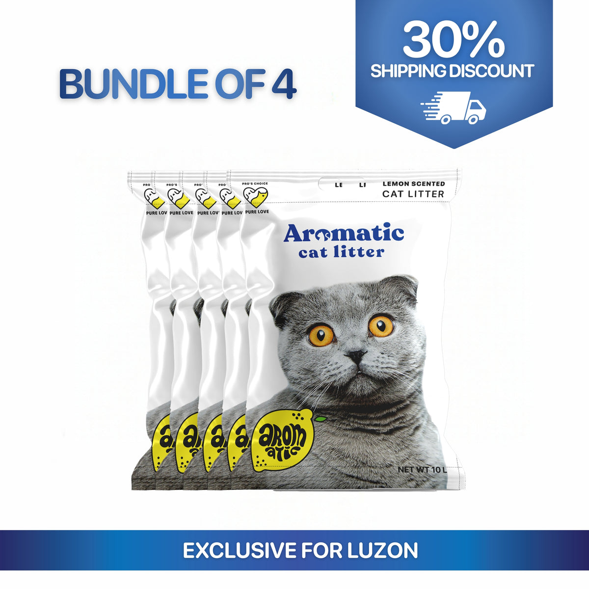 Natural Bentonite Cat Litter 10L/8kg - Bundles of 4