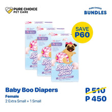 Bundle: Baby Boo Pet Diaper for Female Girl Dog in 2 Extra Small + 1 Small image 0