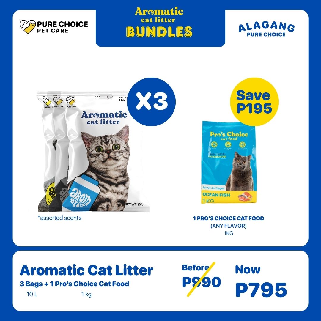 3 Bags Aromatic Cat Litter + Pro’s Choice Cat Food 1kg (Low Sodium)
