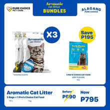 3 Bags Aromatic Cat Litter + Pro’s Choice Cat Food 1kg (Low Sodium)
