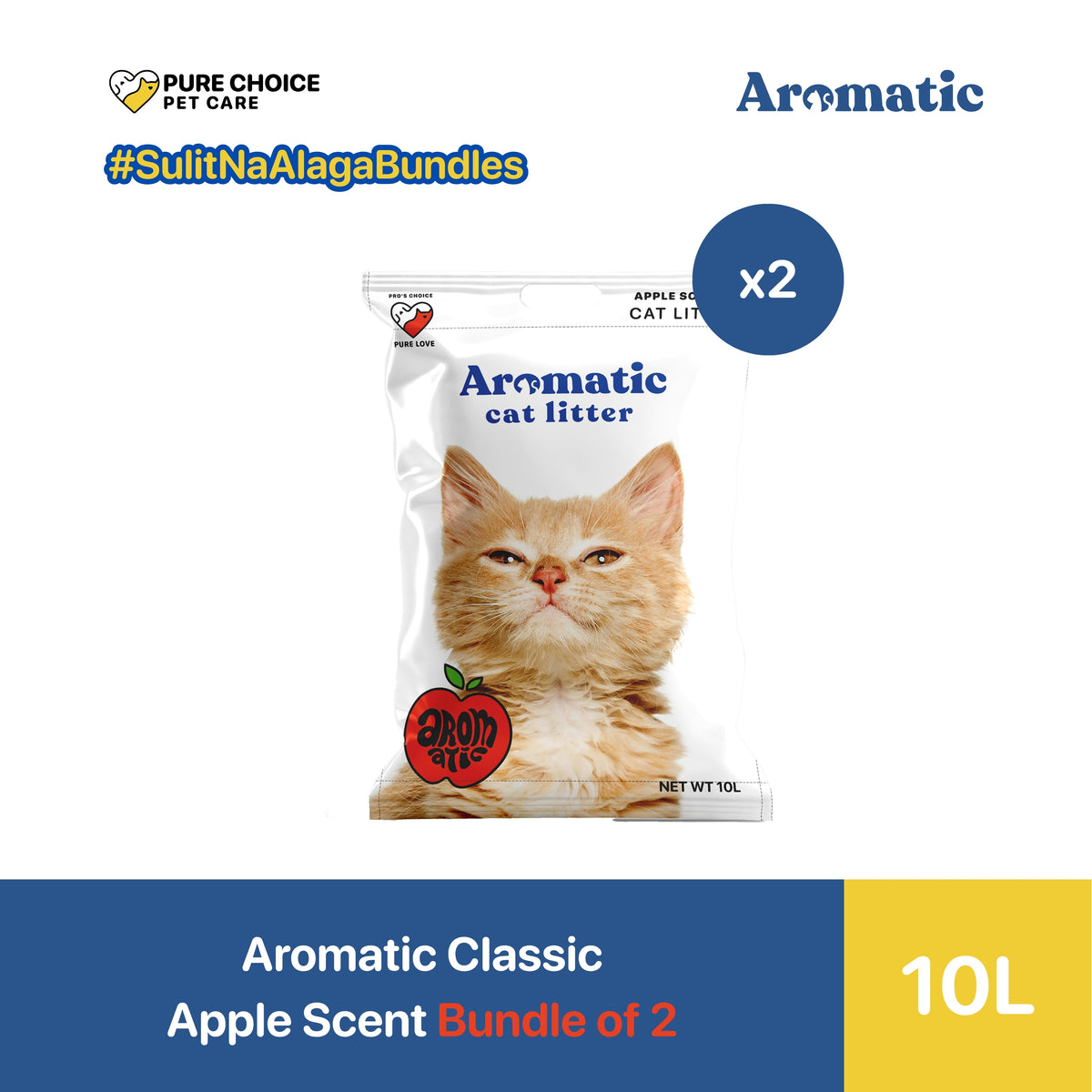 Aromatic Classic Natural Bentonite Cat Litter  10L/8kg - Bundle of 2 Bags