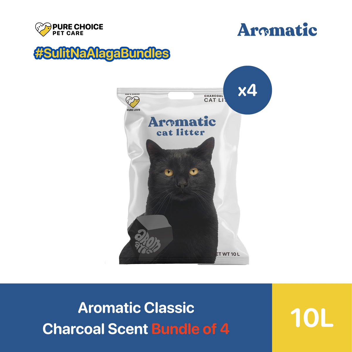 Aromatic Classic Natural Bentonite Cat Litter  10L/8kg - Bundle of 4 Bags