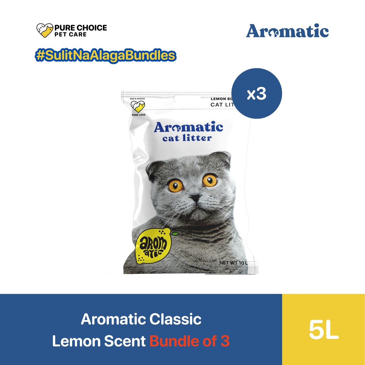 Aromatic Bentonite Cat Litter 5L/4kg - Bundle of 3 Bags
