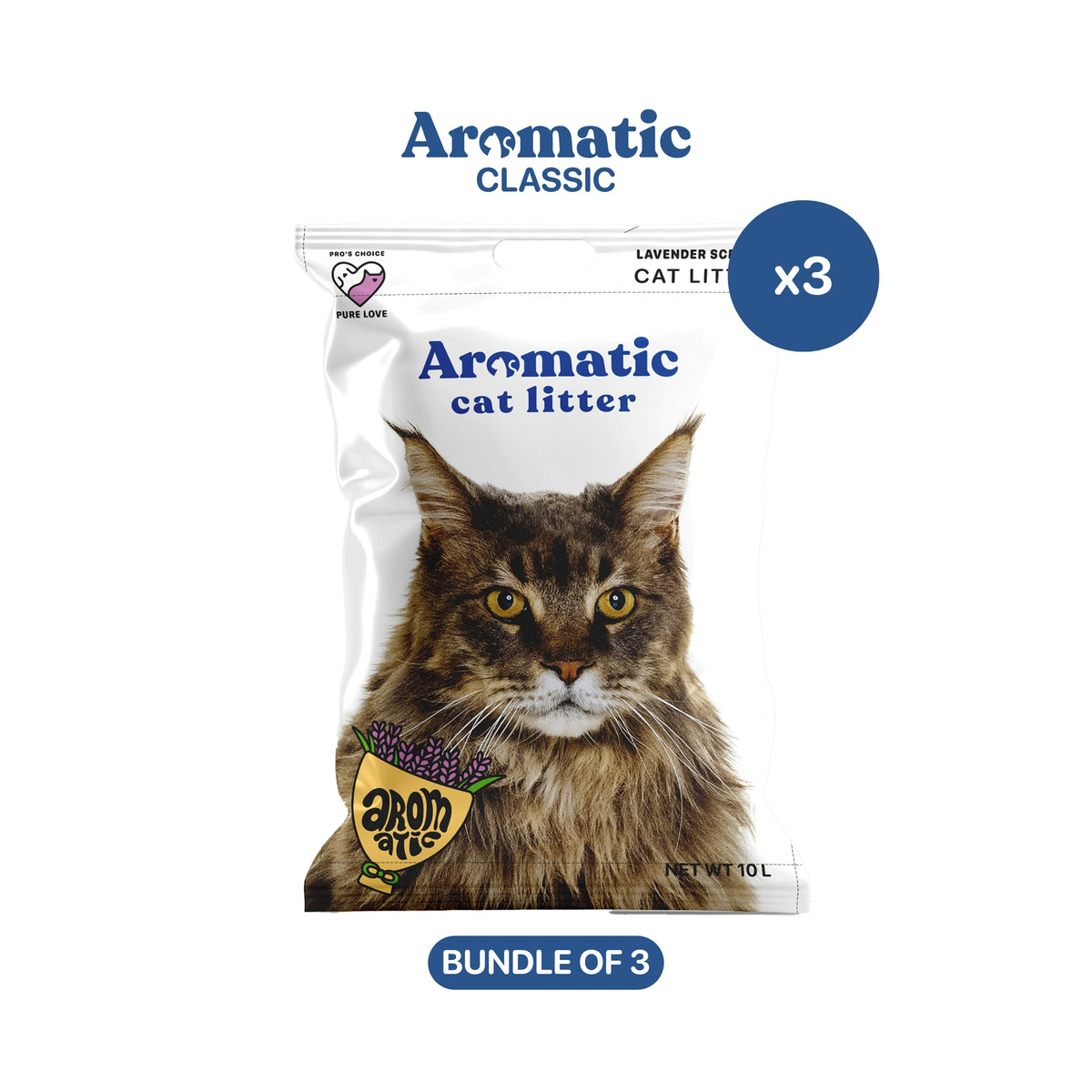 Aromatic Classic Natural Bentonite Cat Litter  10L/8kg - Bundle of 3 Bags