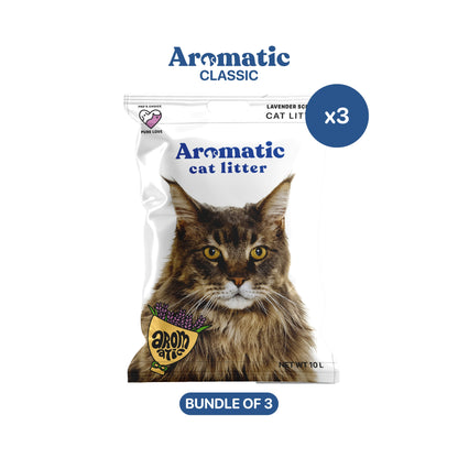 Aromatic Classic Natural Bentonite Cat Litter  10L/8kg - Bundle of 3 Bags