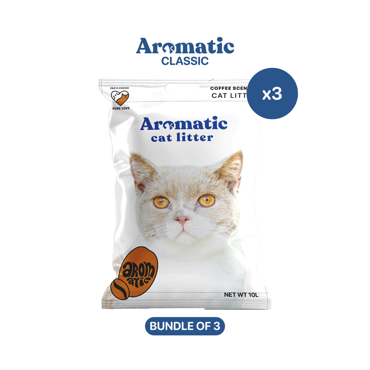Aromatic Classic Natural Bentonite Cat Litter  10L/8kg - Bundle of 3 Bags