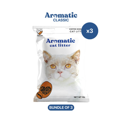 Aromatic Classic Natural Bentonite Cat Litter  10L/8kg - Bundle of 3 Bags