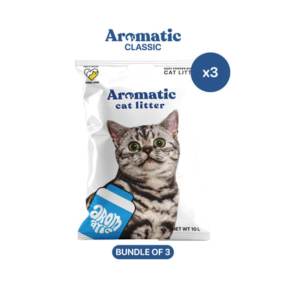 Aromatic Classic Natural Bentonite Cat Litter  10L/8kg - Bundle of 3 Bags