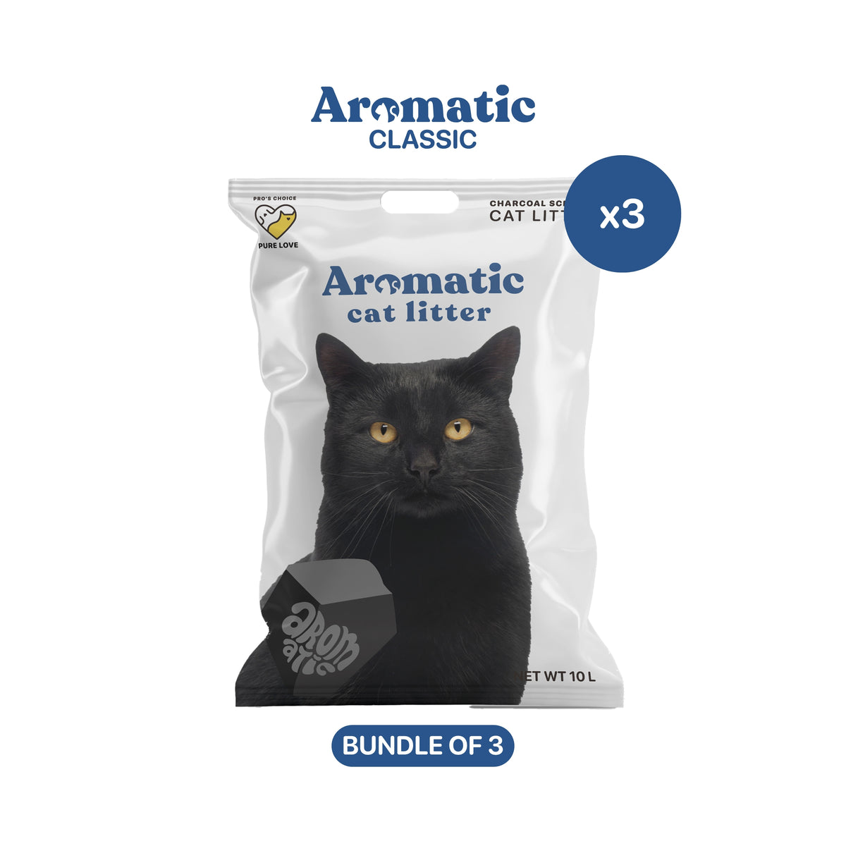 Aromatic Classic Natural Bentonite Cat Litter  10L/8kg - Bundle of 3 Bags
