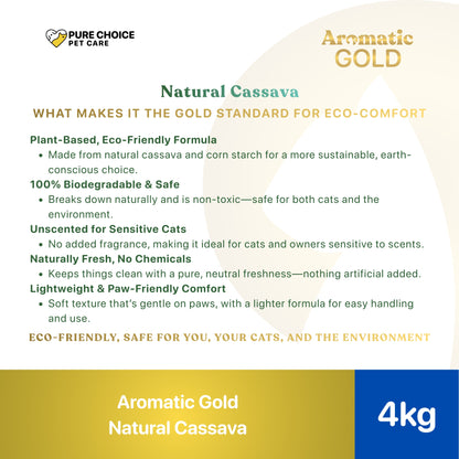 Aromatic Gold Plant-based Cat Litter Natural Cassava 6-8/4kg