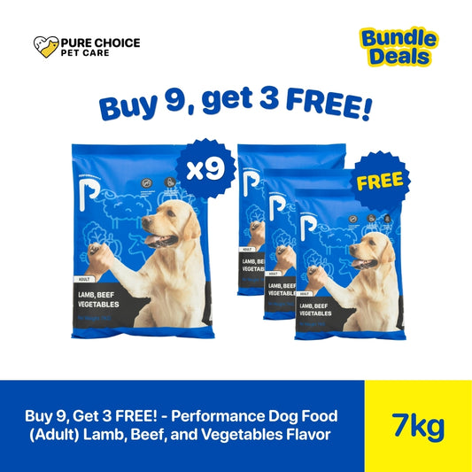 Pure Choice - Buy 9 Get 3 Free Performance Dog Food for Adult 7Kg Lamb, Beef and Vegetables