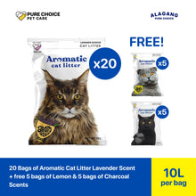 Bundle: Aromatic Cat Litter 8Kg/10L 20 pcs Lemon + Free  5 pcs Lavender and 5 pcs 8Kg/10L Charcoal