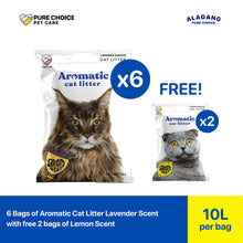 Bundle: Aromatic Cat Litter 8Kg/10L 6 pcs Baby Powder+ Free 2 pcs 8Kg/10L Apple