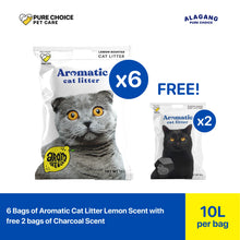 Bundle: Aromatic Cat Litter 8Kg/10L 6 pcs Lemon + Free 2 pcs 8Kg/10L Charcoal